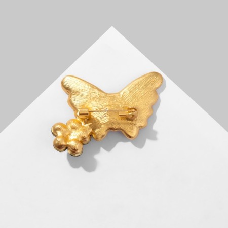 Brooch "Butterfly" with a mini-color, purple color in matte gold-2