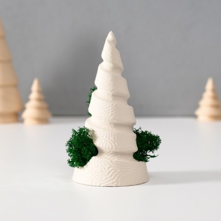 Souvenir "Christmas tree" with moss white, height 10 cm, d-5 cm (moss green stabil)-2