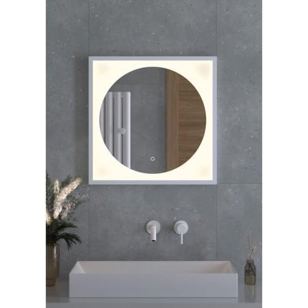 A mirror in a baguette frame with a 12 W LED light, 60x60 cm, sensory switch, warm white light,-2
