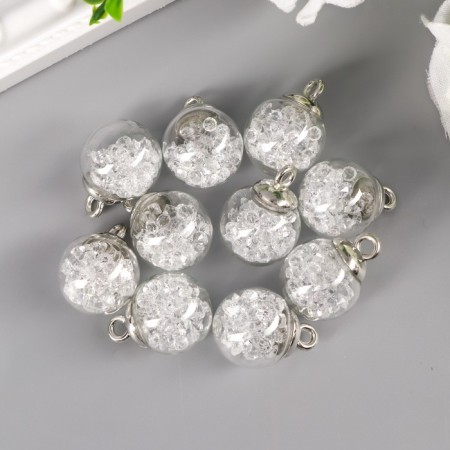 Suspension decorative for creativity glass "ball - pebbles" transparent d = 1.6 cm set 10 pcs