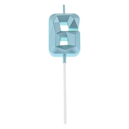 Candle in the cake on the skewer "Almaz", the number "6", blue, 4.8x2.6 cm-5
