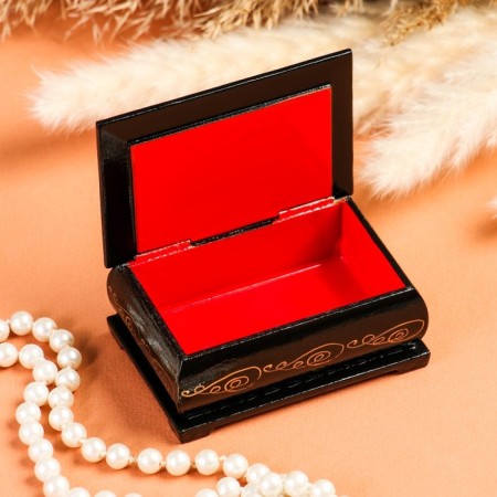 Casket "Kitten with a butterfly", 6x9 cm, lacquer miniature-1