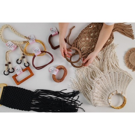 Handles for the bag are wooden, wicker, d = 10.2 / 12.5 cm, 2 pcs, brown color-4