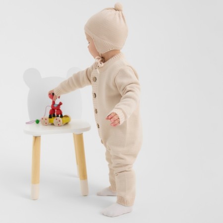 Combine Children's Knitted Minaku, height 56-62, beige color-3