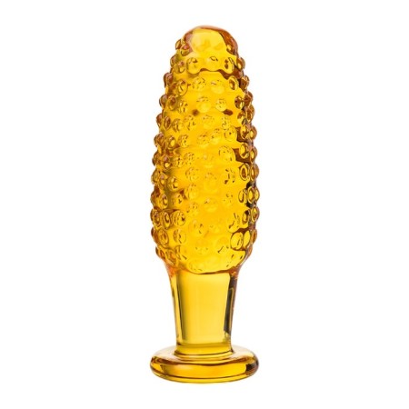 Sexus Glass anal plug, glass, yellow, 13 cm, d = 4 cm