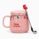 New Year! New Year's Ceramic mug with a spoon "warmth and comfort!", 350 ml, pink color