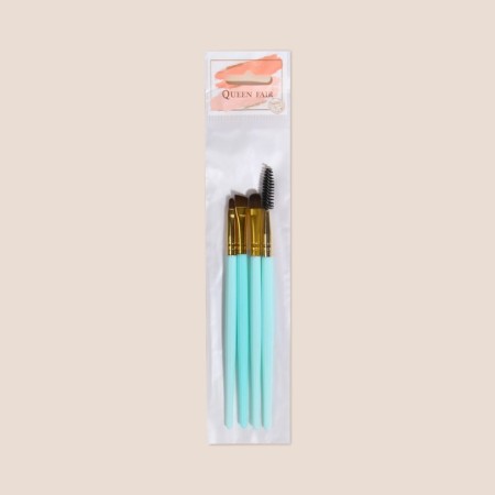 A set of makeup brushes, 4 objects, turquoise/golden color-6