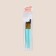 A set of makeup brushes, 4 objects, turquoise/golden color