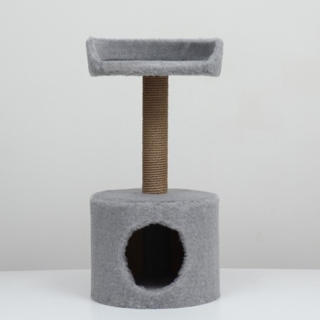 House for cats with a claw, with a sunbed, round, 35 x 35 x 70 cm, gray-2