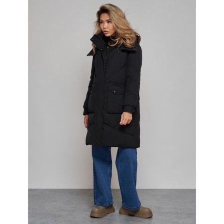 Coat insulated winter female, size 42, black color-2