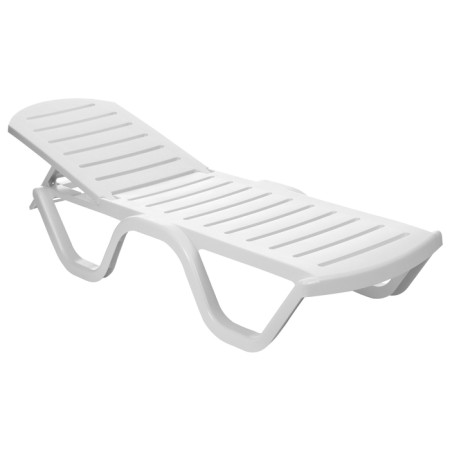 Plastic deck chair, 198 x 62 x 32 cm, white-2