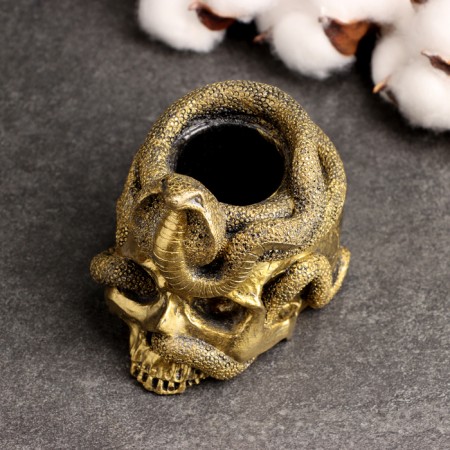Sninker "Snake on the Skull" Old Gold, 9.5x8x8cm-4