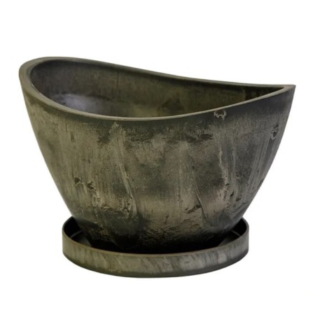 Pot for flowers and plants with a pallet, wood coal boat 25x18x15cm, 2.8l