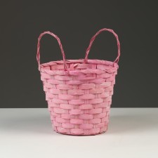 Wicker basket, D16 x 13.5 x 20 cm, pink, bamboo
