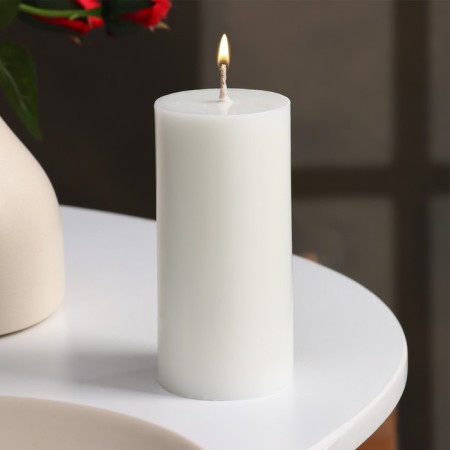 Candle-cylinder smooth, 5x10 cm, white, 6 hours