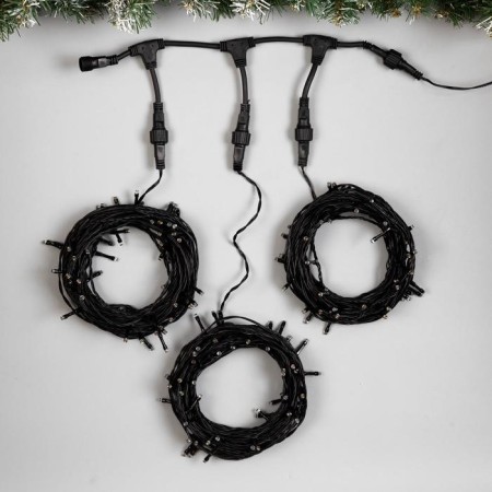 Girlyanda "Clip-Light" 3 threads of 10 m, IP44, UMS, dark thread, 198 LED, glow of multi, 8 modes, 24 V-1