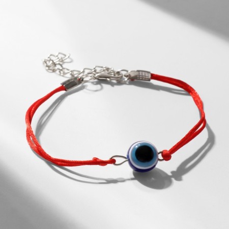 Bracelet-reinforcing “Red thread” Talisman protection, bead with an eye, blue color with silver, 18 cm-1
