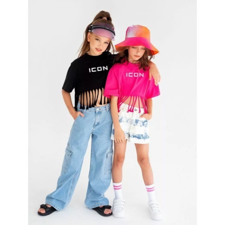 T -shirt for girls, height 146 cm, fuchsia color-8