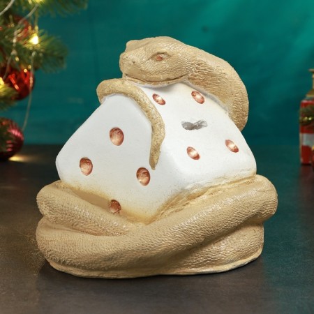 Pig a piggy bank "Snake with a cube" beige, 17x16x16cm-1