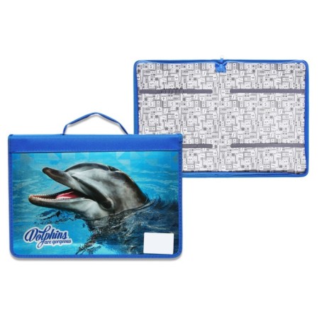 A4 labor folder, with handles, lightning around, laminated cardboard, 81TR44, calligrata, "dolphin"