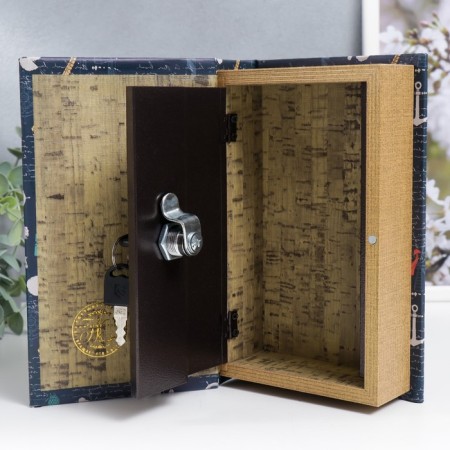 Safe-book wood to the leatherette "mills, helms and anchors" 21x13x5 cm-2