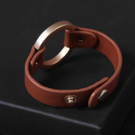 Bracelet Skin "Pompeii" rivets, brown color in gold, 21 cm-5