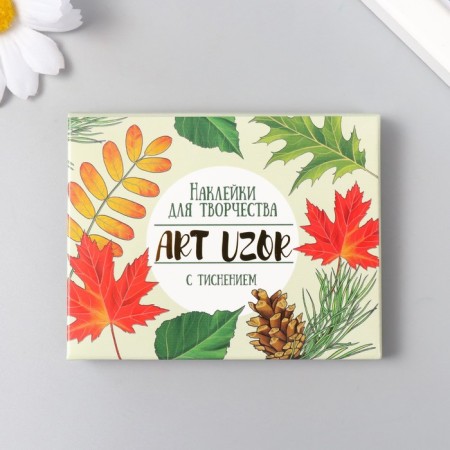 Stickers for creativity "leaves" embossing gold set 48 pcs 9x7x0.8 cm-4