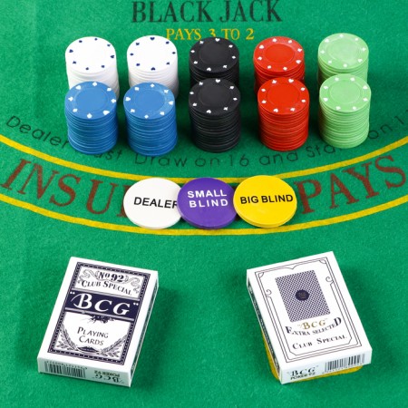 Poker, set for the game (maps 2 decks, chips 200 pcs.), Without a face value, 60 x 90 cm-1