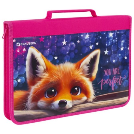 Brauberg A4 Lightning folder with a pen, with an organizer, 1 department, "Cute Fox", 272217-2
