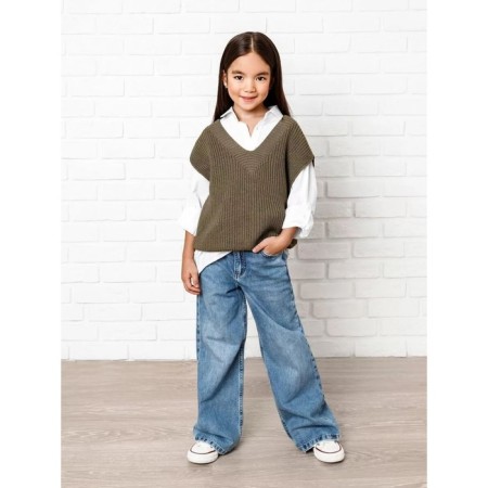 Vest for girl Knit, height 146 cm, beige color-1