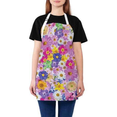 Apron kitchen with a photo print "Symphony from flowers", adjustable, size OS