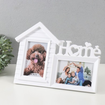 Photo frame plastic in 2 photos 10x15 cm "House" white 25x35x2 cm-1