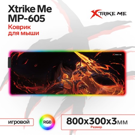 Mouse mat XTRIKE ME MP-605, Game, 800x300x3 mm, RGB backlight, black