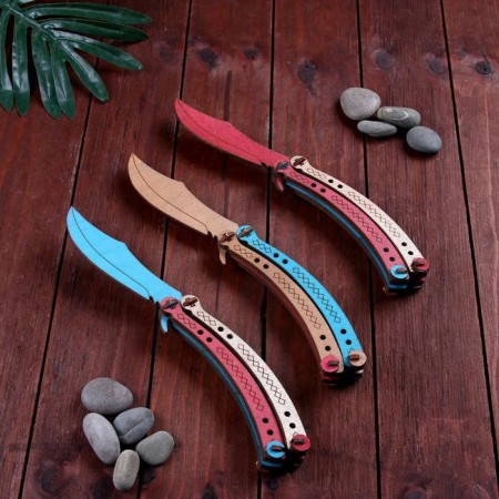 Wooden souvenir "Butterfly knife" painted, color mix
