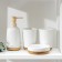 A set of accessories for the Eco bathroom, 4 items (soap dish, soap dispenser, 2 glasses), white color
