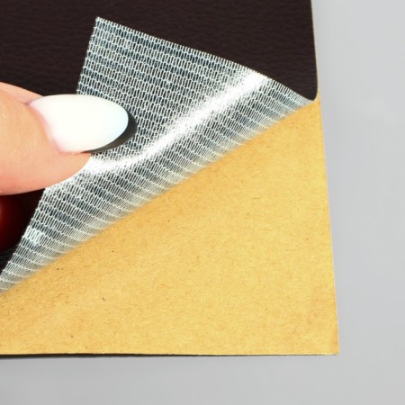 Glue patch from leatherette, 10 × 20 cm, dark brown color-2