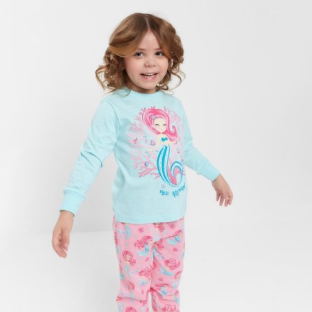 Pajamas for girls, pink/mint color, height 116-122 cm-4