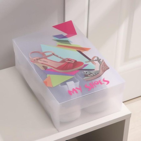Shoe storage box with a “sandals” handle, 31 × 18 × 11 cm, the color is transparent-3