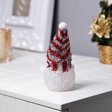Christmas tree toy "Red Snowman" 8 cm, batteries, glow of multi (RGB)-5