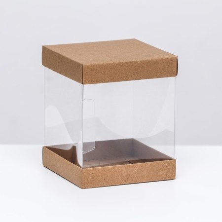 Box with PVC mini 10 x 10 x 12 cm "Kraft"