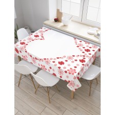 The tablecloth “Heart from flowers”, rectangular, Saten, size 145x180 cm
