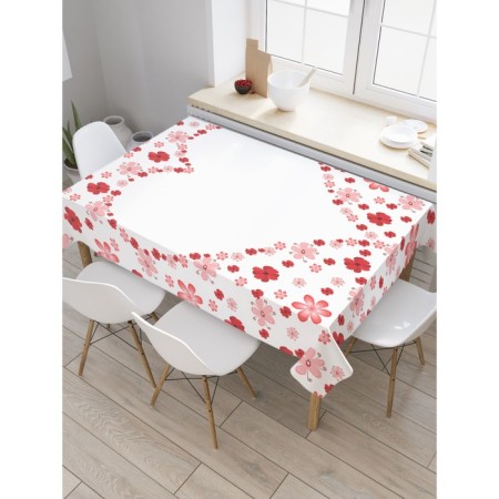 The tablecloth “Heart from flowers”, rectangular, Saten, size 145x180 cm