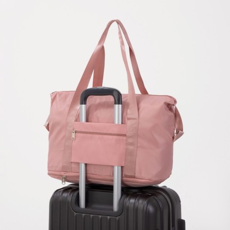 Sports bag with lightning, with an increase, external pocket, pink color-4