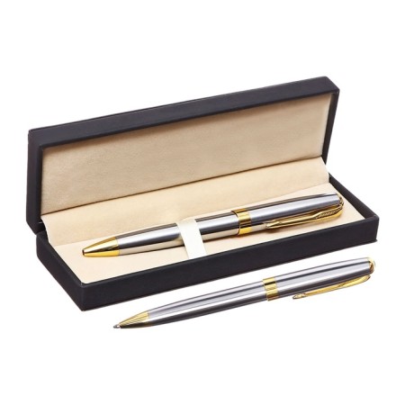 Gift handle ball in the leatherette case is a rotary pb body silver/gold