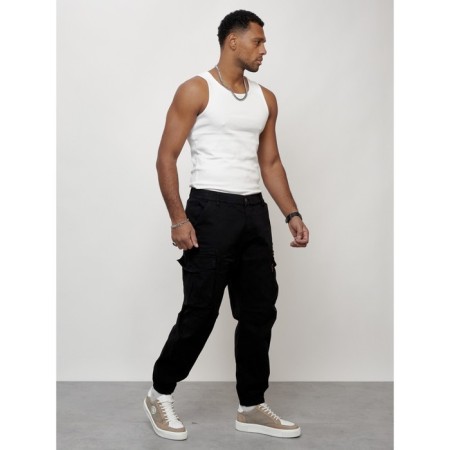 Cargo jeans male, size 44, black color-6