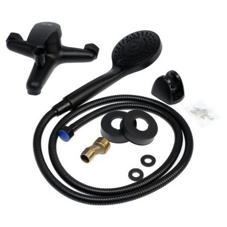 Bath mixer Zein Z3838, single -leaf, shower set, watering can 5 modes, black-10