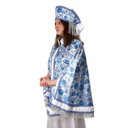 Carnival costume "Folk festivities. Gzhel ", cape, kokoshnik, rn 52-58-1