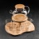 Glass Tea Set on an Eco wooden stand, 7 items: kettle 1.1 liters, 5 mugs 120 ml, stand