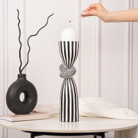 Click for one candle "Knot", white-black color 39 x 10.5 x 10.5 cm-13