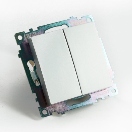 2-clavy switch (mechanism), 250V, 10A, Stekker series Katrin, silver, GLS10-7107-03 1022443-4